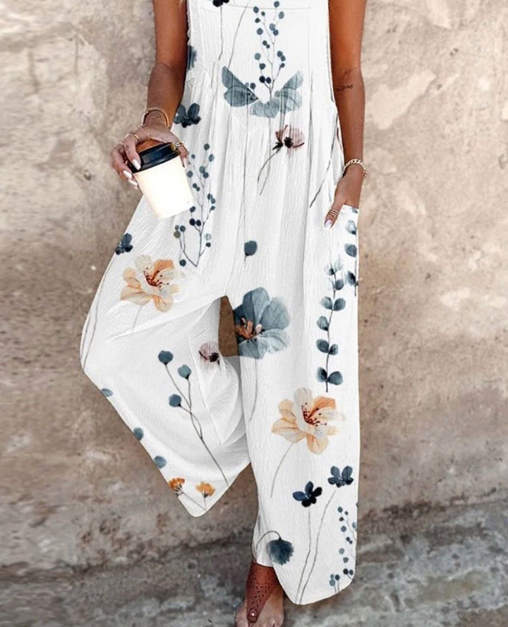 Nora | Blumenprint Latzhose – Weites Bein für Damen
