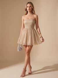 Sabrina | Sparkling Bustier Mini Dress with Pleated Skirt for Festive Occasions