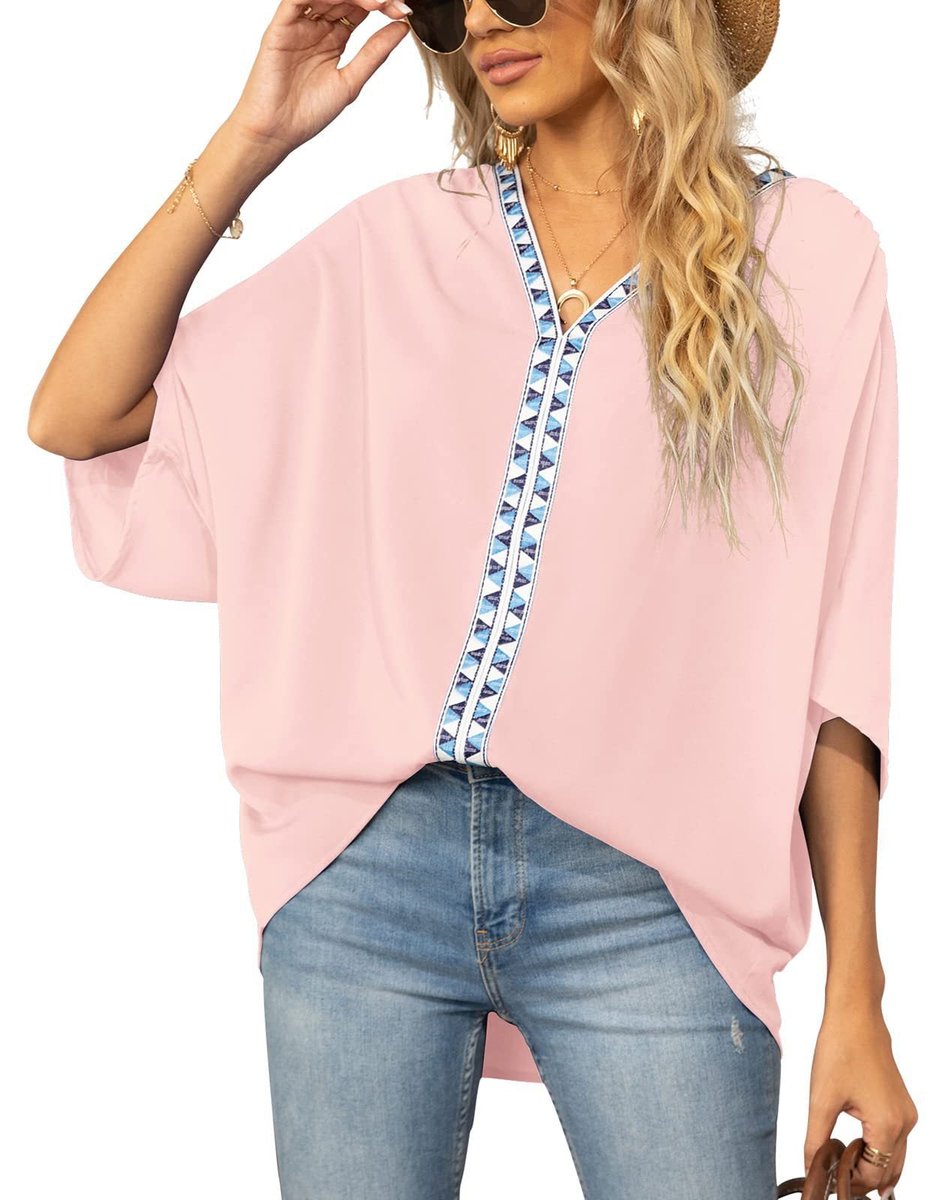 Marlene | Modern Boho Tunic with Embroidered V-Neckline