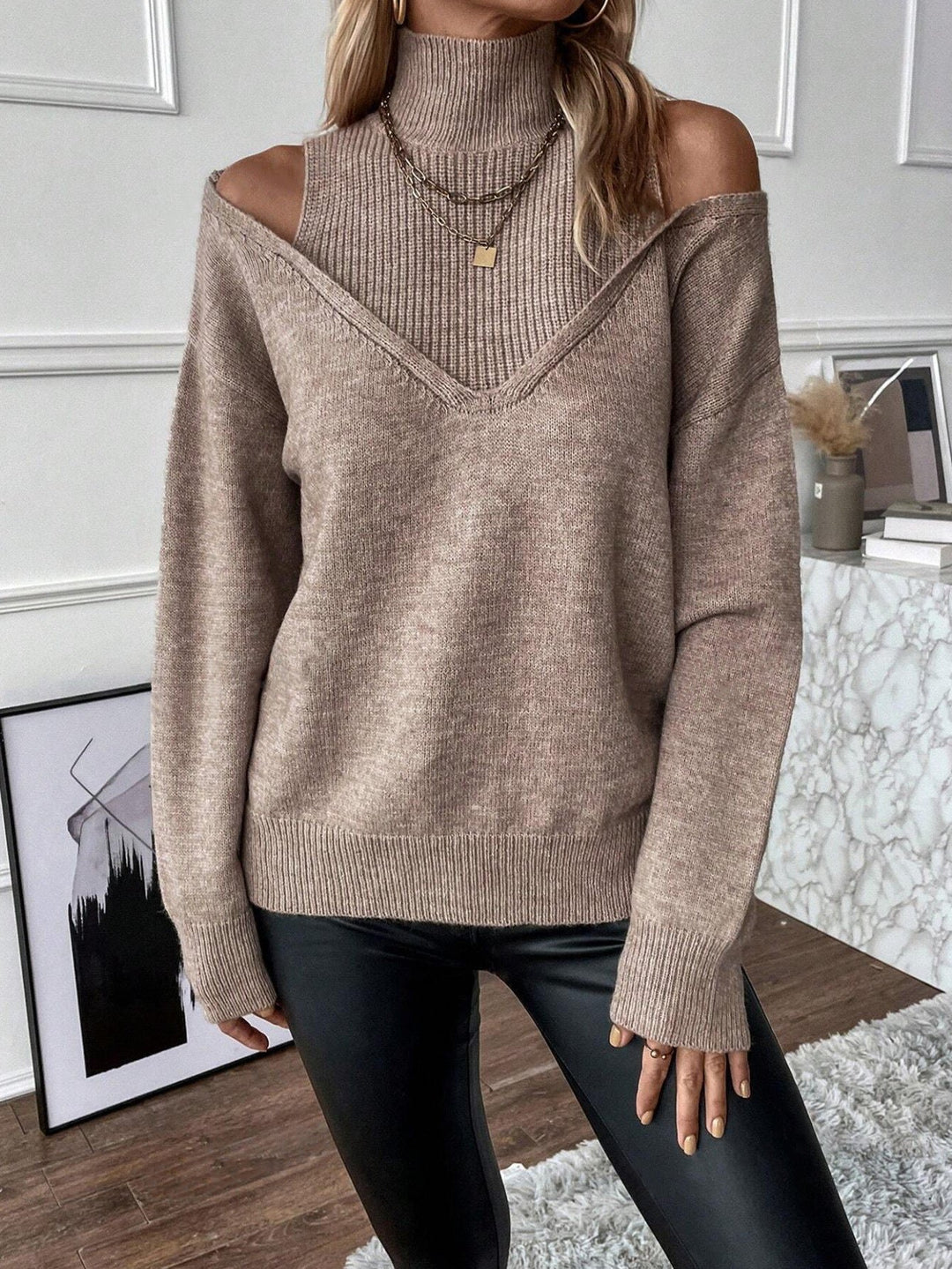 Bettina | Off-Shoulder Rollkragenpullover für Damen
