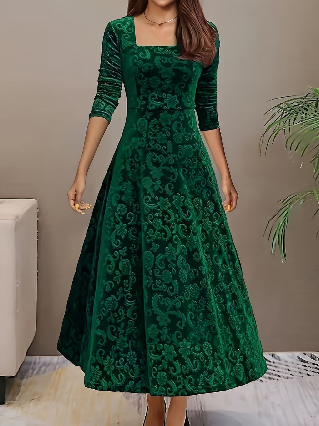 Nora | Samtkleid – Elegantes A-Linie Midi für Damen