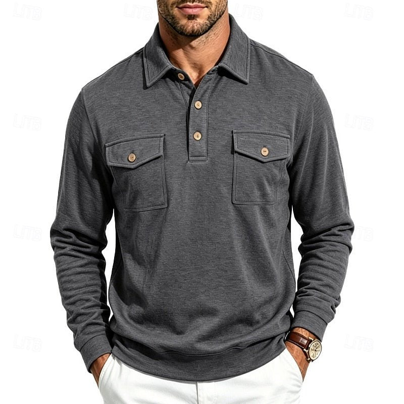 Harold | Langarm Polo-Shirt mit Taschen