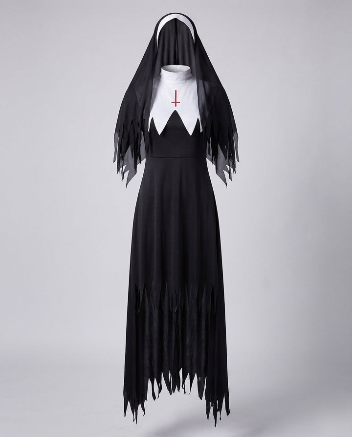 Mysterio | Halloween Nun Costume – Spooky Design with Long Cloak for Women
