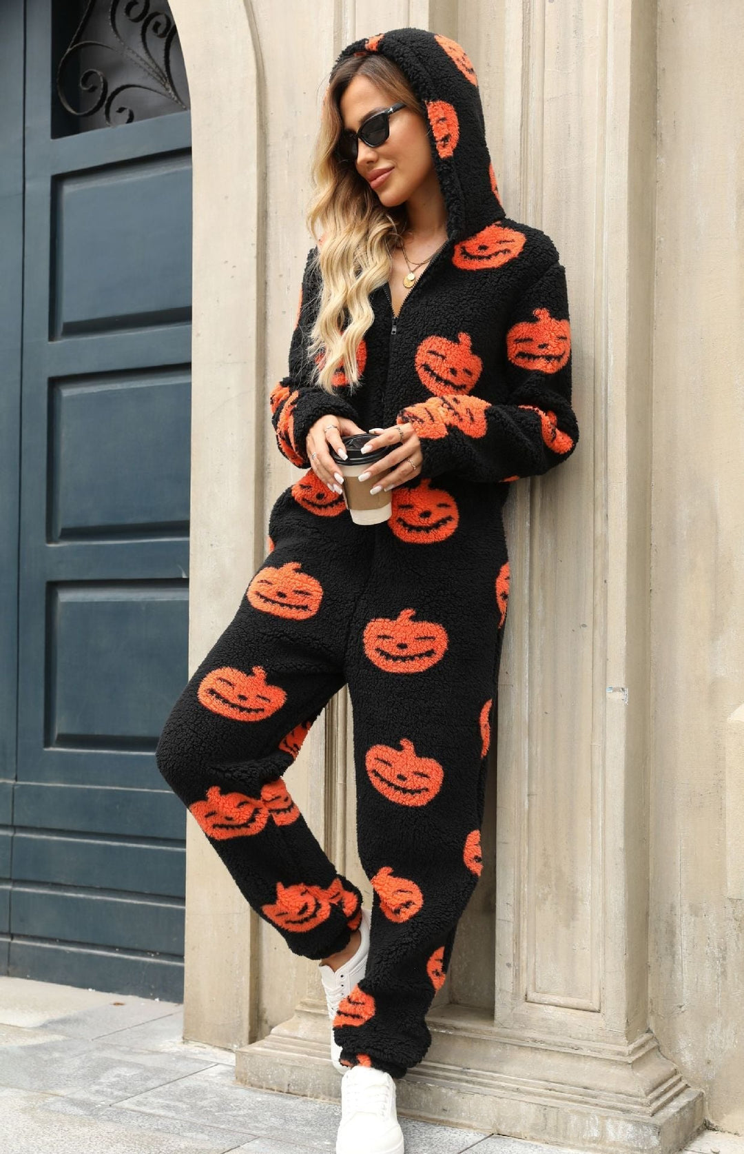 Felina | Halloween Jumpsuit – Cozy Hooded Fleece Design for Women