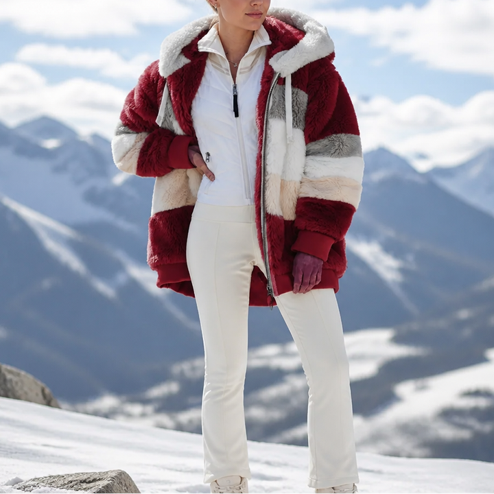 Furvella | Oversized Faux Fur Coat – Color-Block Design