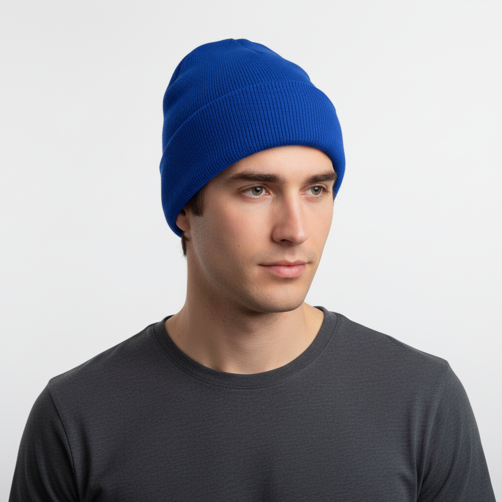 Blaue Wintermütze | Gestrickte Wintermütze mit warmer Isolierung