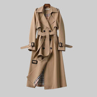Lily | Long Double-Breasted Trench Coat with Waist Belt
