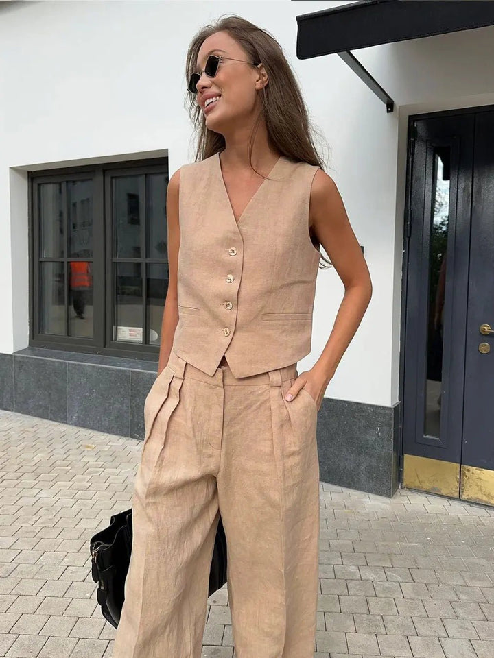 Annika | Leinen Zweiteiler – Eleganter Schnitt für Damen