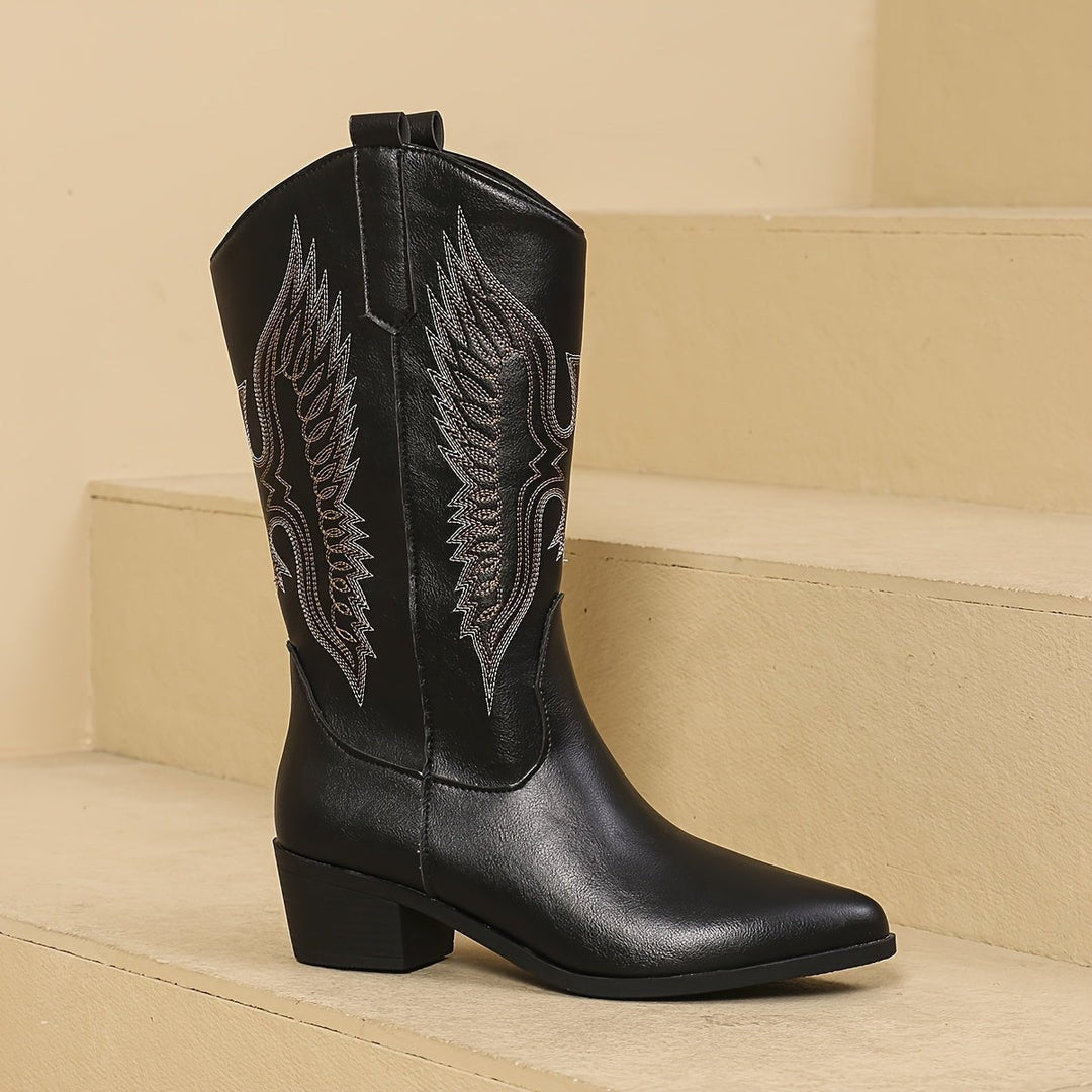Charlotte | Elegant Cowboy Boots with Wing Embroidery