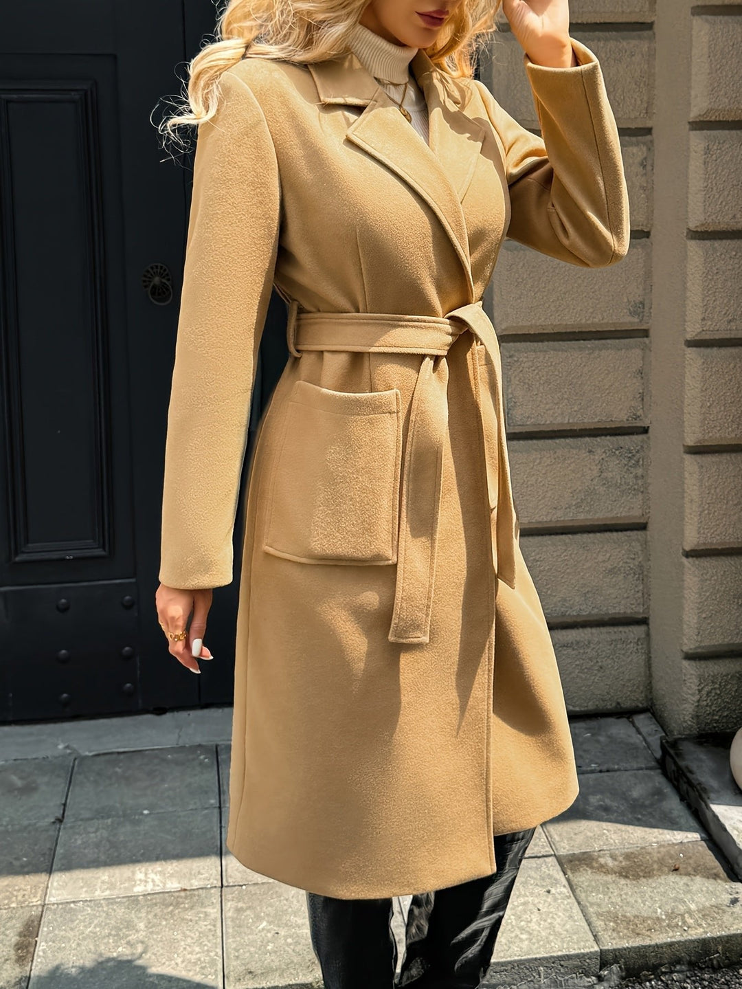 Evangeline | Long Coat – Timeless Belted Style for Women