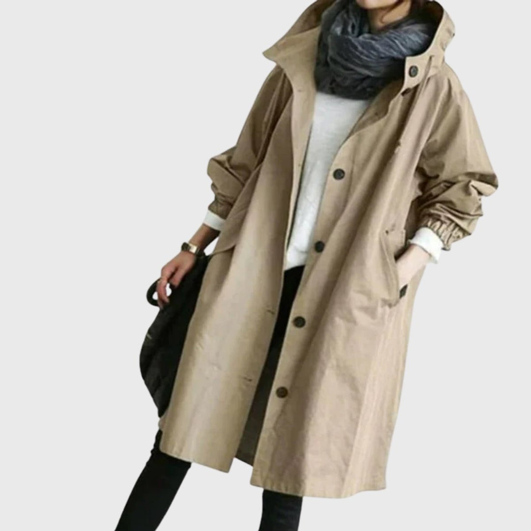 Ruby | Water-Repellent Hooded Trench Coat with a Long Silhouette