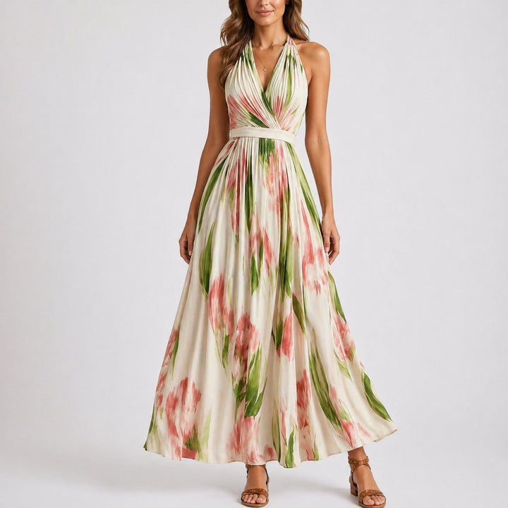 Isabelle | Aquarellfarbenes Herbst-Hochzeitskleid Mit Neckholder