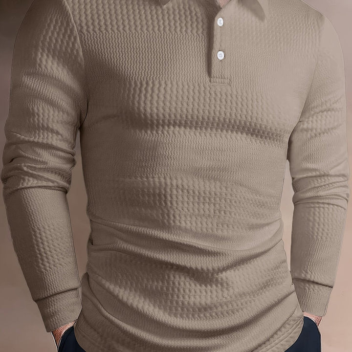 Fletcher | Langarm-Polohemd mit strukturiertem Design