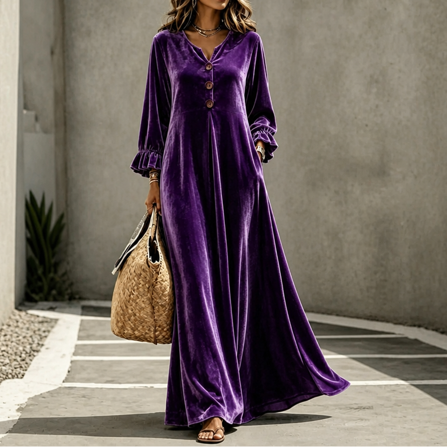 Veloura | Ruffled Sleeve Maxi Dress – Elegantes Design für Frauen