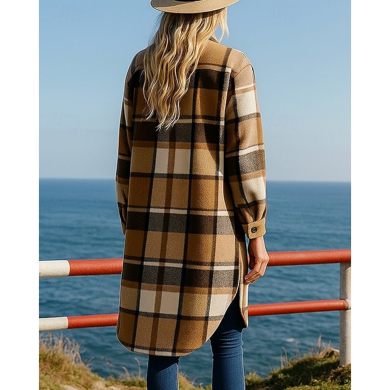 Juniper | Longline Checked Coat – Effortless Everyday Style