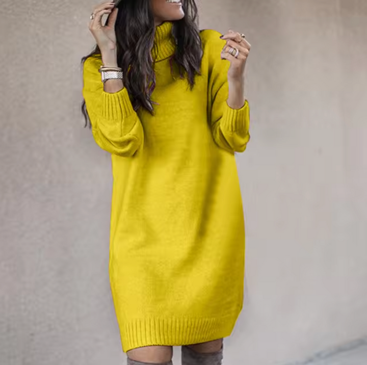 Nadine | Rollkragen Pulloverkleid für Damen in knieumspielender Länge
