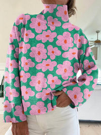 Amelie | Floral Turtleneck Sweater with a Relaxed Fit
