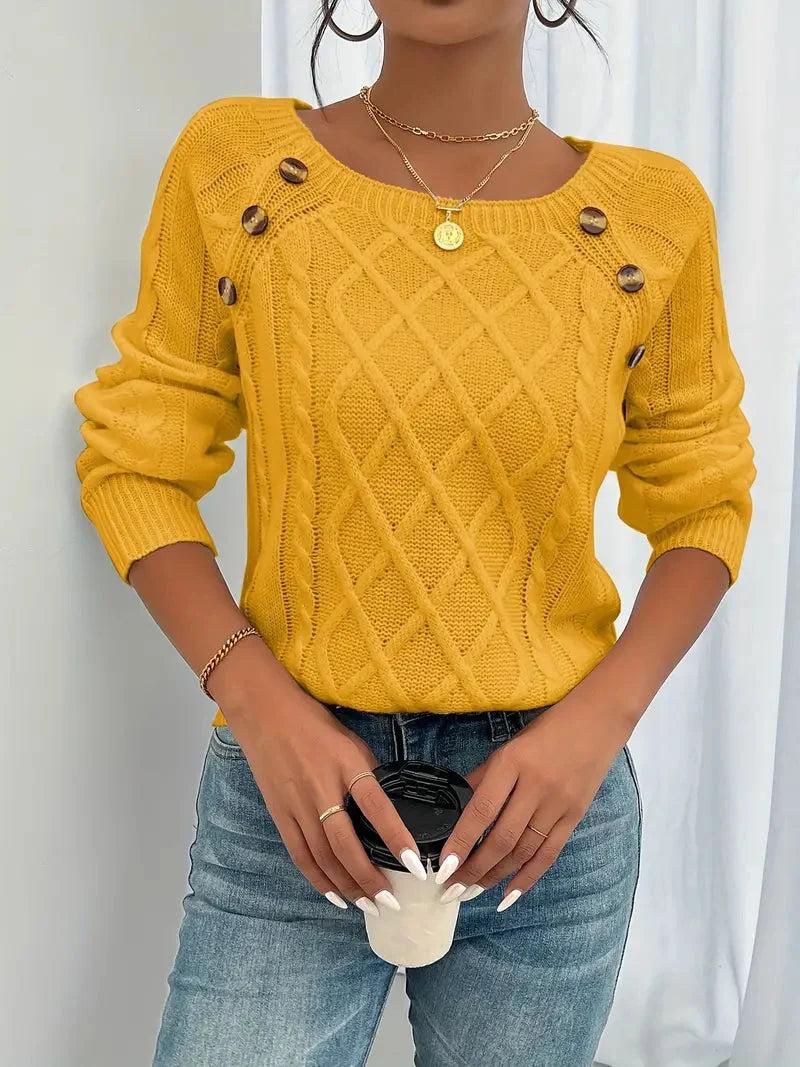 Lina | Langärmeliger Pullover mit Zopfmuster für Damen