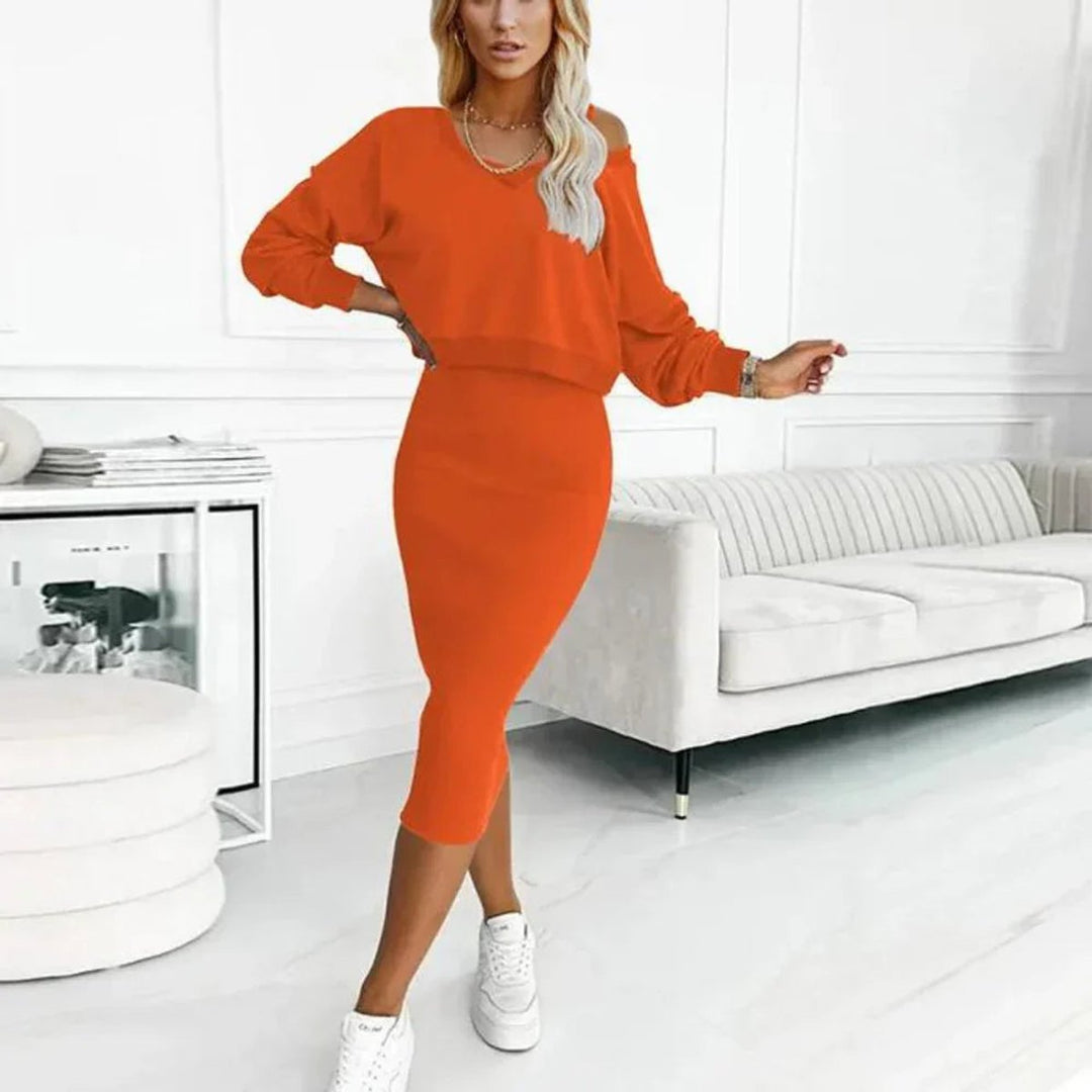 Nora | Midikleid – Figurbetontes Zweiteiler-Set für Damen