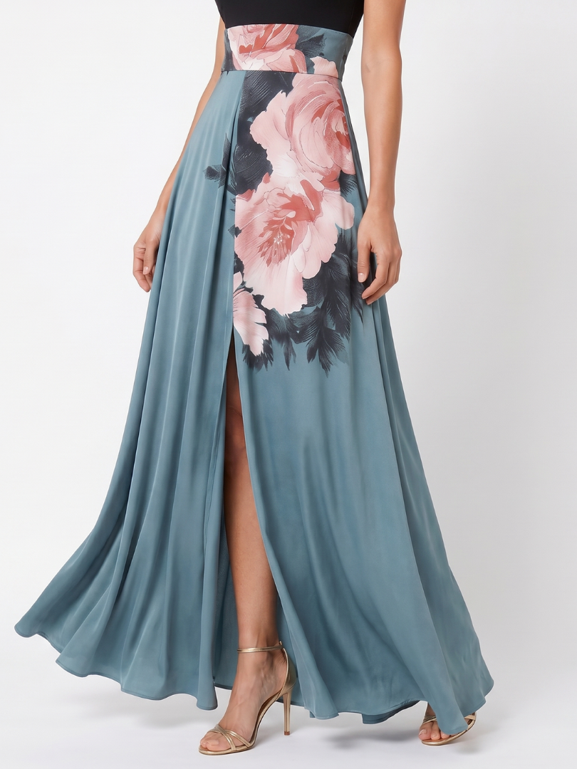 Olympas | Maxi Dress – Floral Halter Bodice für elegante Anlässe