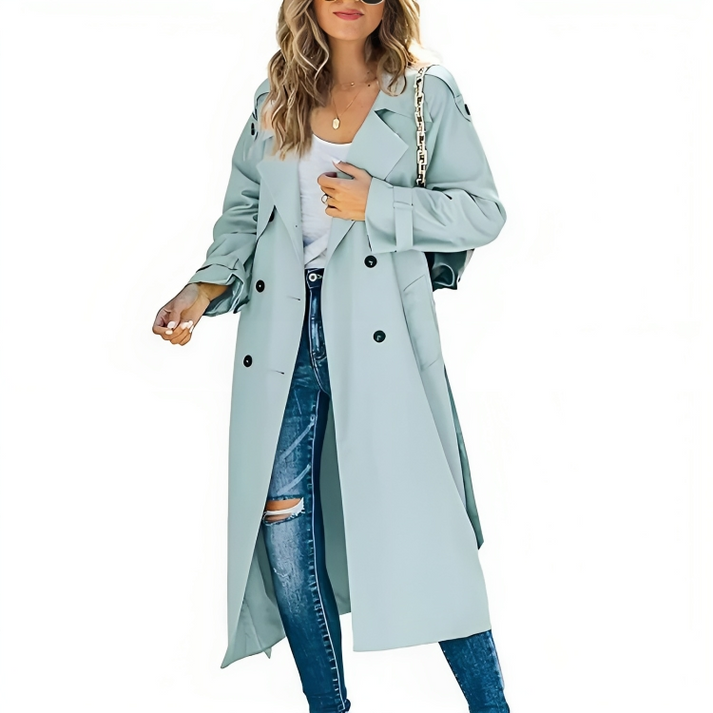 Amelie | Stylish Double-Breasted Trench Coat for Timeless Elegance
