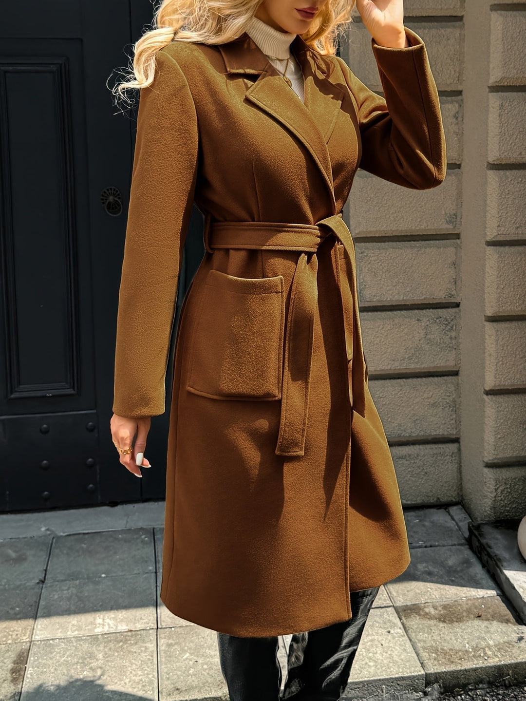 Evangeline | Long Coat – Timeless Belted Style for Women
