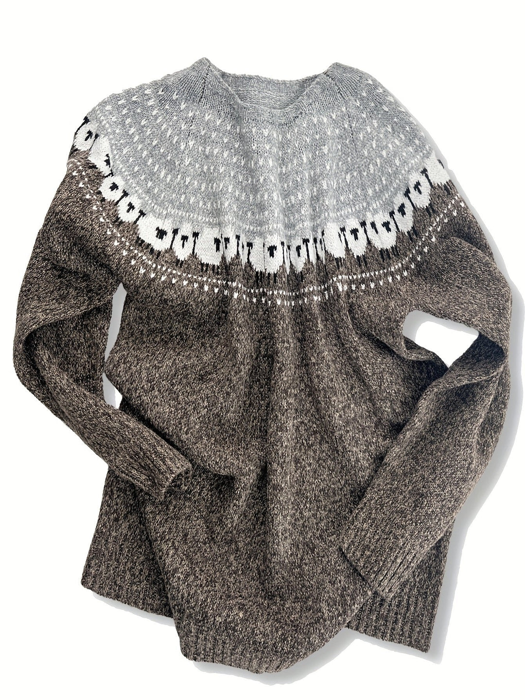 Katie | Charmanter Damen Grobstrickpullover Mit Schaf-Jacquardmuster