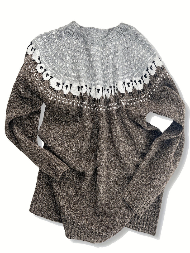 Johanna | Grobstrick-Pullover mit Schaf-Jacquardmuster für Frauen
