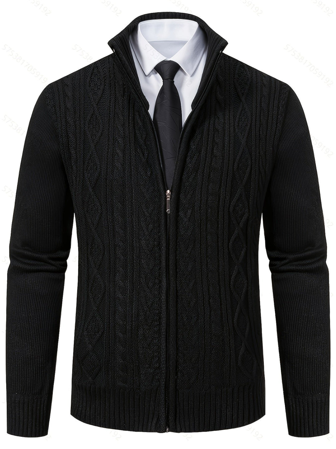 Walter | Full-Zip Cardigan – Textured Design for Men