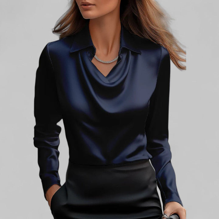 Andrea | Drapierte Bluse aus Satin – Elegantes Design