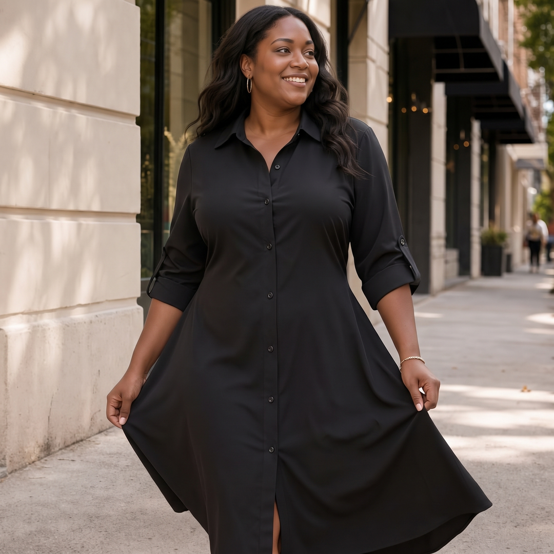 Drapeelle | Satin Hemd-Kleid – Polierte Eleganz für Frauen