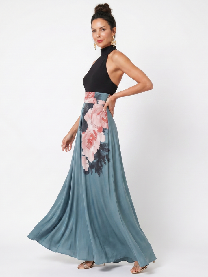 Olympas | Maxi Dress – Floral Halter Bodice für elegante Anlässe