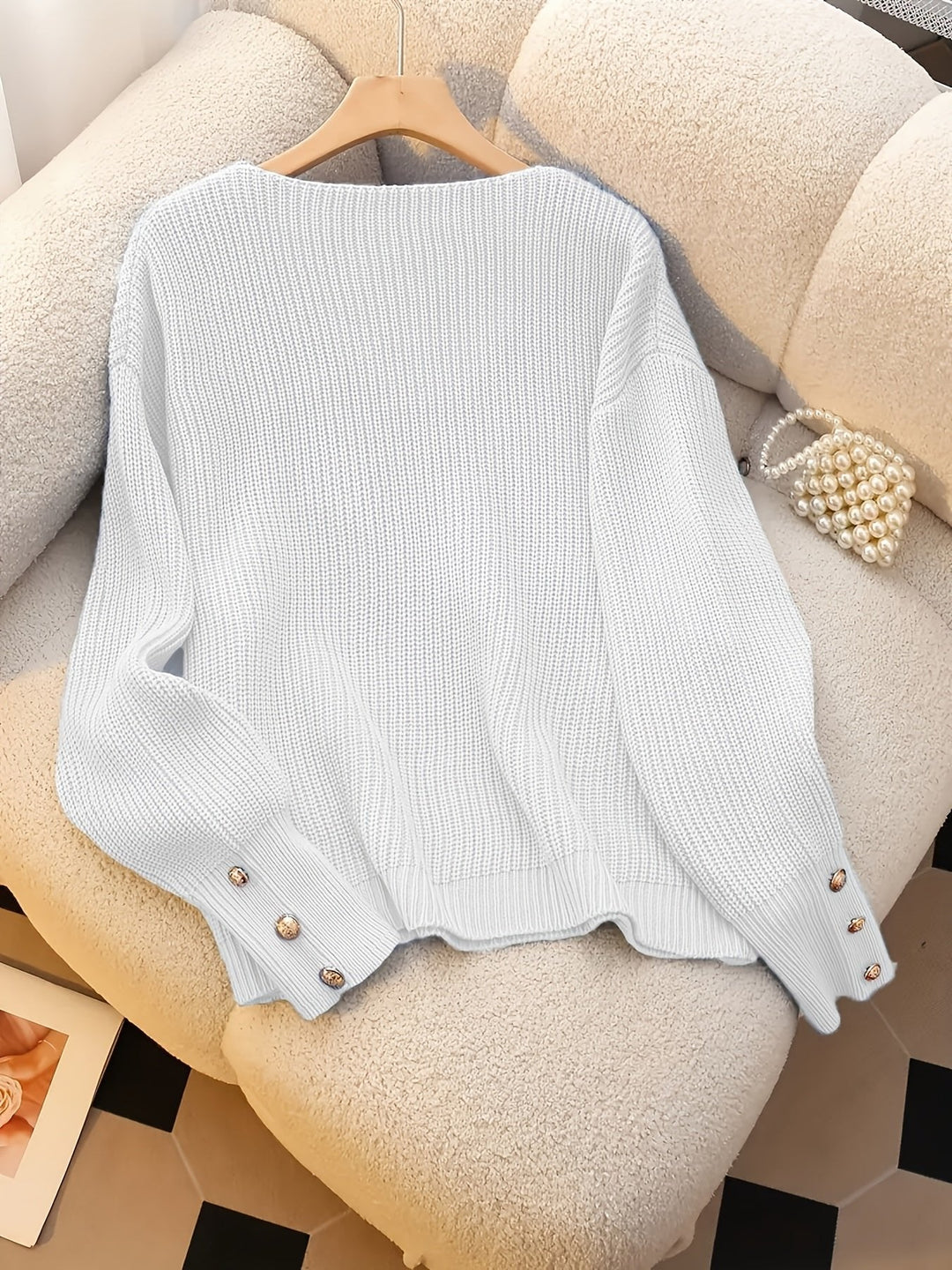 Verity | Ribbed V-Neck Sweater – Elegantes Design für Damen