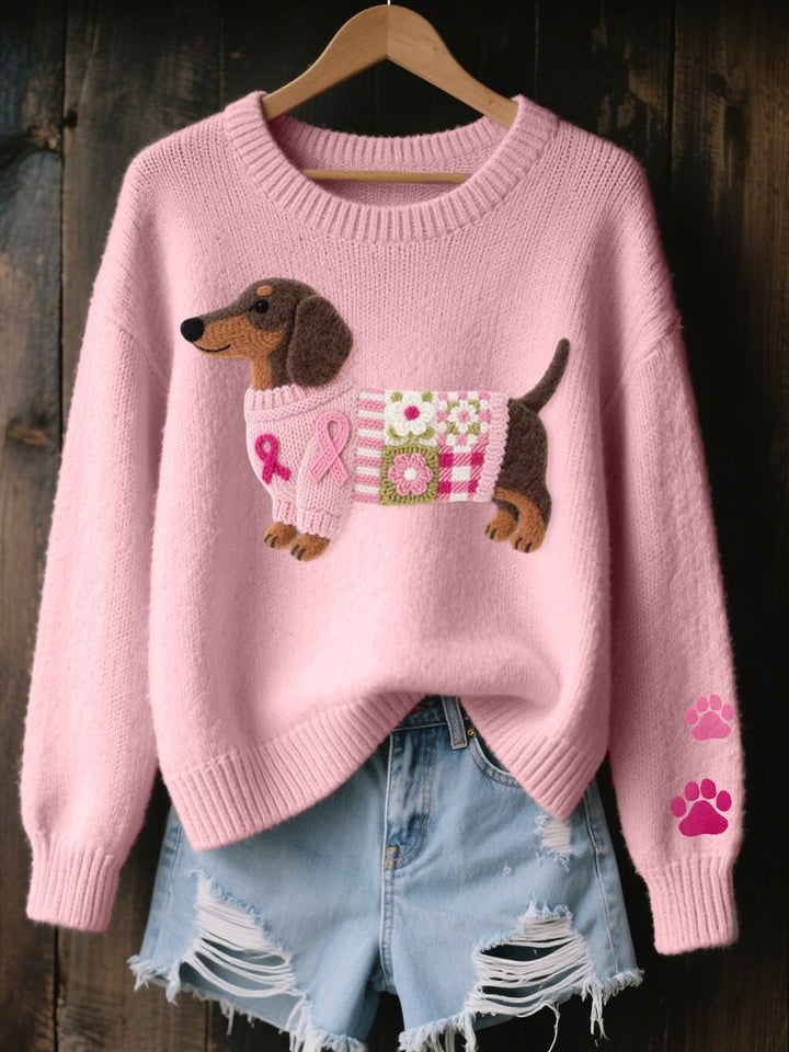 Charlotte | Enchanting Dachshund Patchwork Knit Sweater for Women