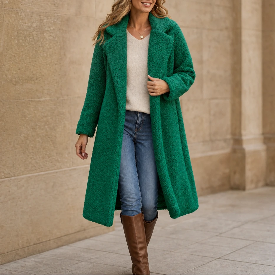 Veloura | Long Teddy Coat – Gemütlicher Stil für Frauen