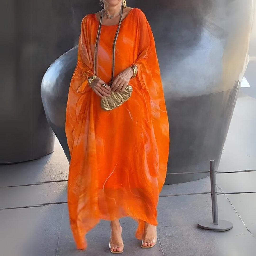 Lena | Elegant Long-Sleeve Maxi Dress with a Flowing Silhouette