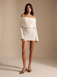 Sarah | Off-the-Shoulder Mini Party Dress with Sparkling Sequins