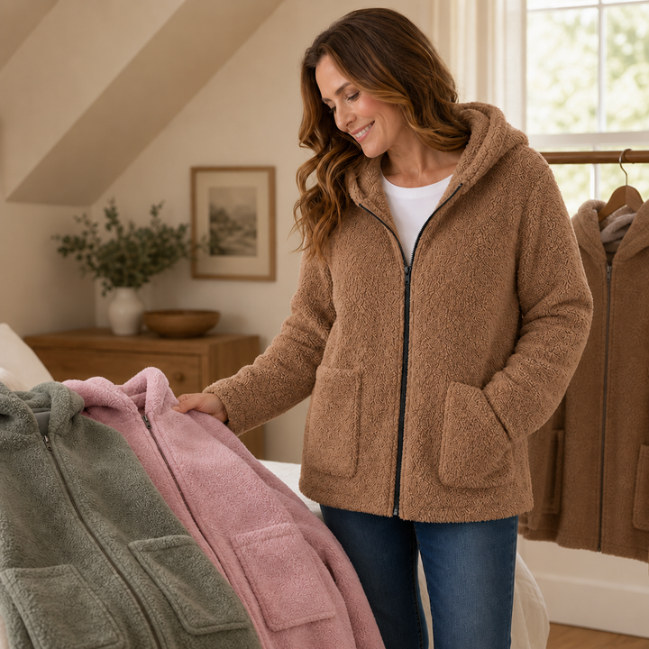 Cozyelle | Fleece-Look Kapuzenjacke für Damen – Weich und Warm