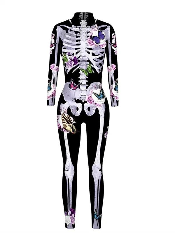 Clara | Halloween-Skelettkostüm mit auffälligem Blumenprint