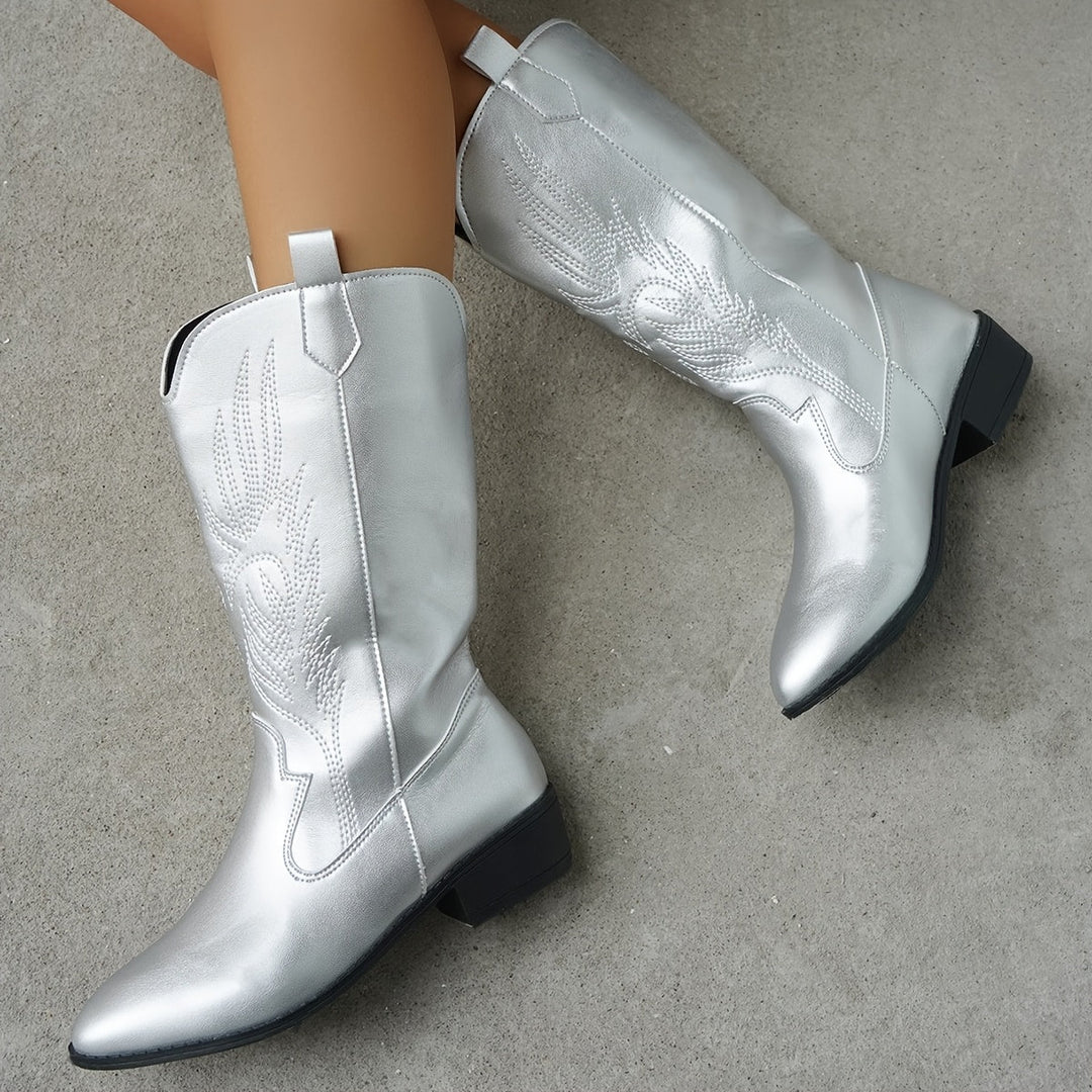 Maria | Fashionable Metallic-Design Cowboy Boots