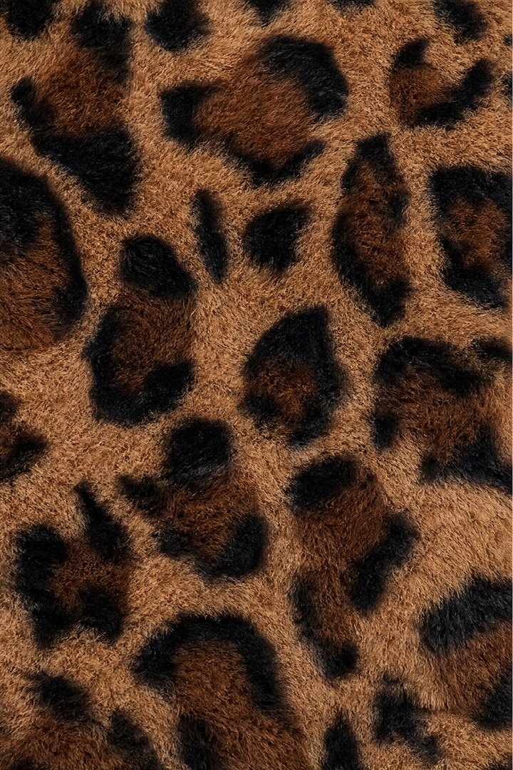 Leora | Leopard Print Faux Fur Coat – Elegantes Open-Front-Design für Frauen