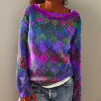 Maria | Bequemer Damen-Strickpullover Mit Rautenmuster