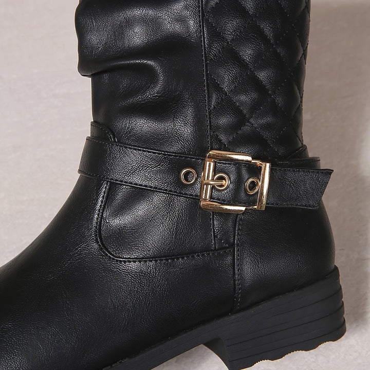 Sophie | Elegant Mid-Calf Boots with Buckles and a Ruched Shaft