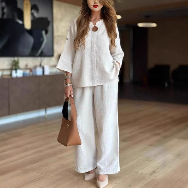 Valentina | Elegant Tunic Set with Wide-Leg Trousers