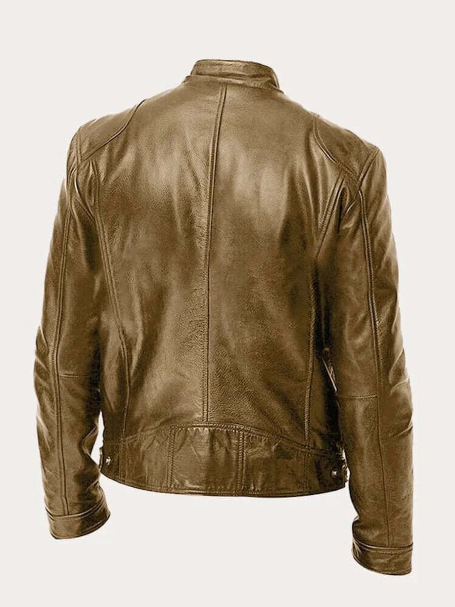 Maverick | Men's Classic Biker Jacket – Real Leather with Stand Collar
