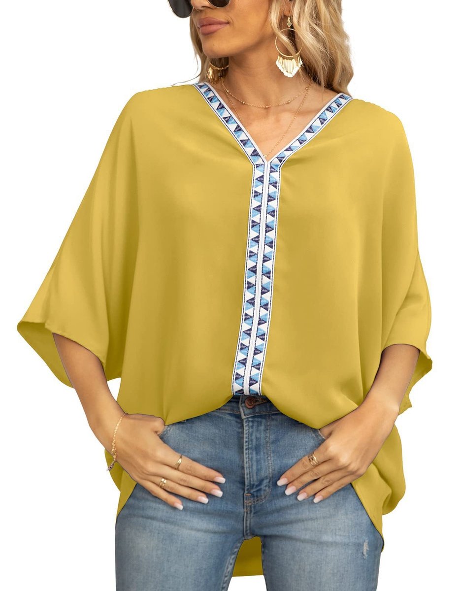 Marlene | Modern Boho Tunic with Embroidered V-Neckline