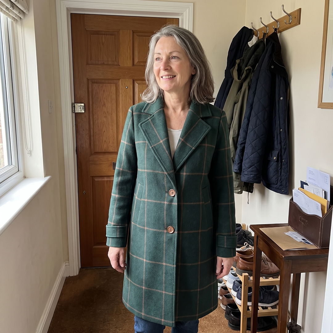 Koralle | Checkered Coat – Klassisches Design für jeden Anlass
