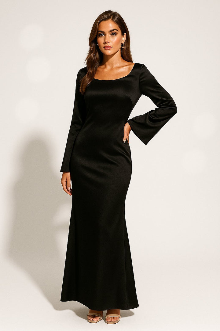 Greta | Fishtail Maxi Abendkleid aus Satin für Damen