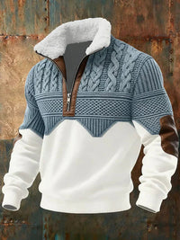 Ulrich | Modern knitted sweater with color-block design and half-zip collar