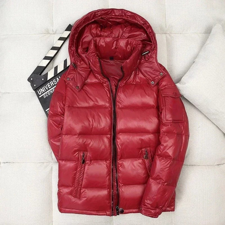 Moritz | Herren Winterjacke – Glänzende Daunen-Steppjacke mit Kapuze